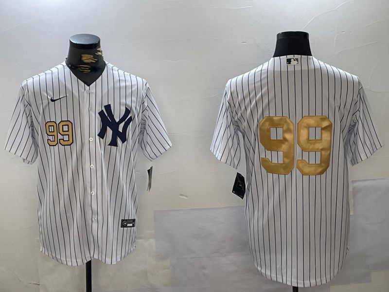 Men New York Yankees 99 Judge White Stripe Fashion Nike 2024 MLB Jersey style 10